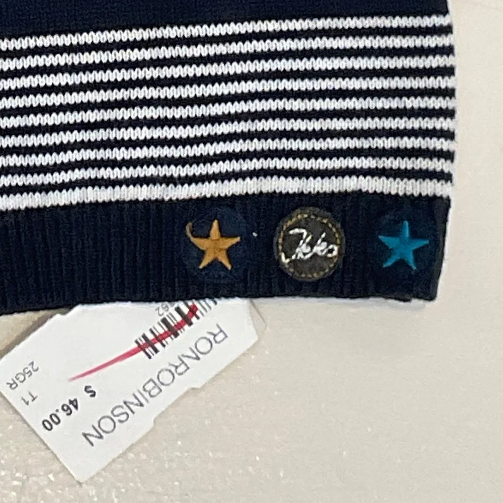 NWT IKKS Navy Striped Knit Hat 100% Cotton